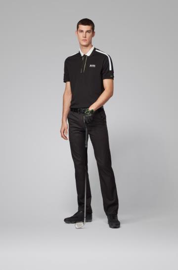 Koszulki Polo BOSS Stripe Detail Czarne Męskie (Pl28974)